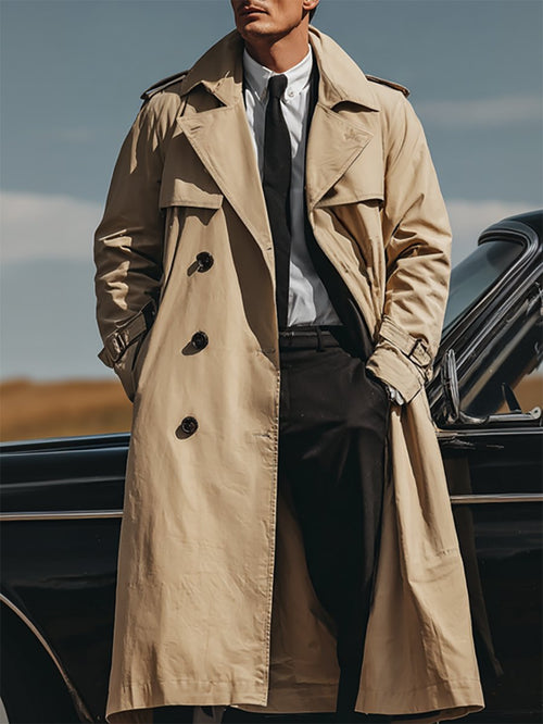 Men's Business Casual Fashion Long Trench Coat