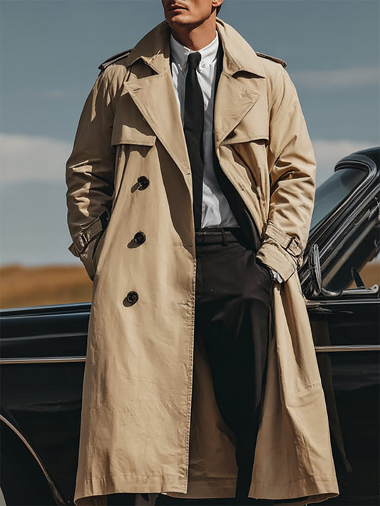 Men's Business Casual Fashion Long Trench Coat