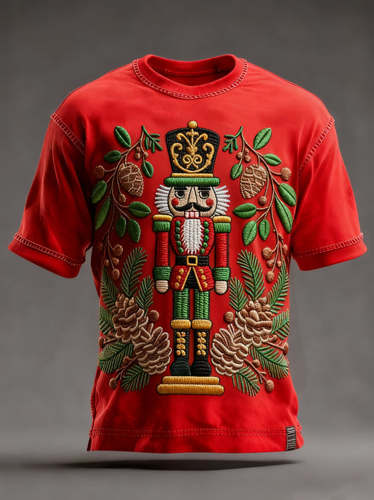 Men's Christmas Nutcracker Print Crew Neck Top