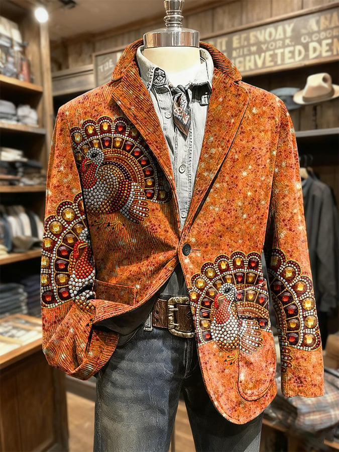 Men's Thanksgiving Turkey Atmosphere Casual Blazer