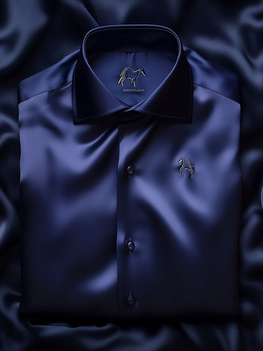 Men's Satin Luxe Long Sleeve Button Down Shirt