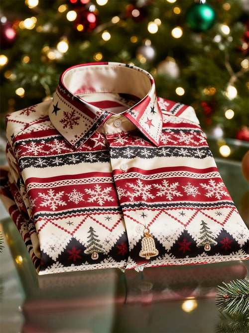 Men's  Christmas Long Sleeve Button-Down Shirt