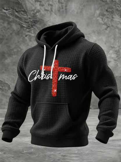 Men's Christmas Faith Splicing Faith Print Hoodie