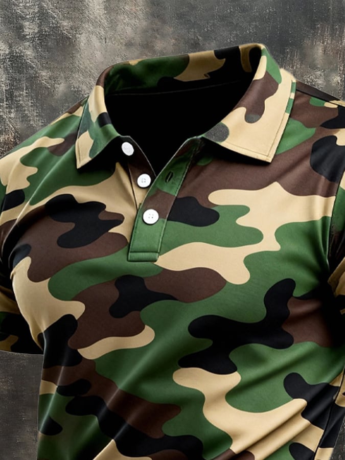 Men's Retro Patriot Camouflage Patchwork T-shirt