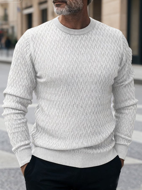 Men's Vintage Cable Knit Solid Color Sweater