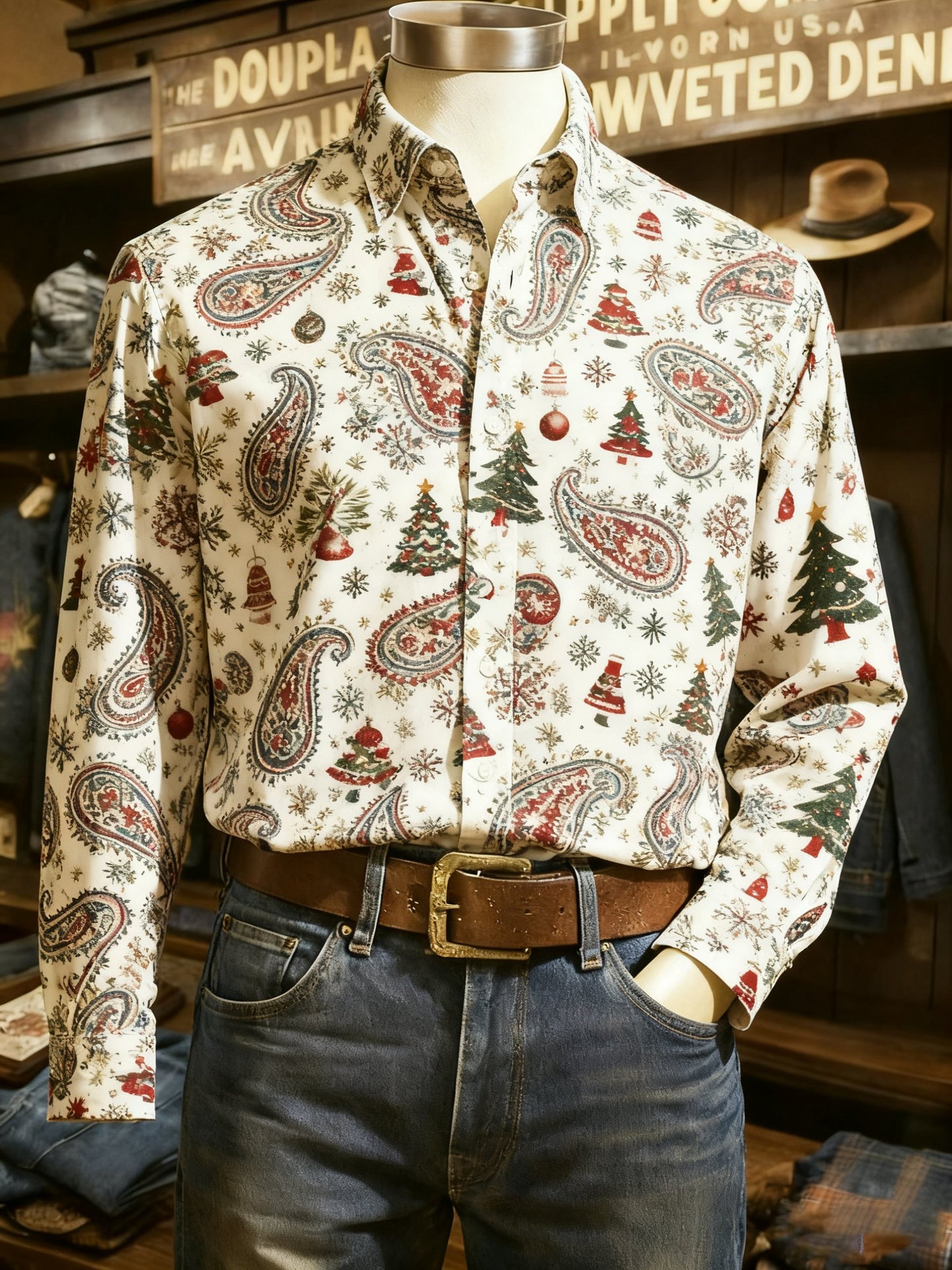 Men's Casual Christmas Long Sleeve Shirt