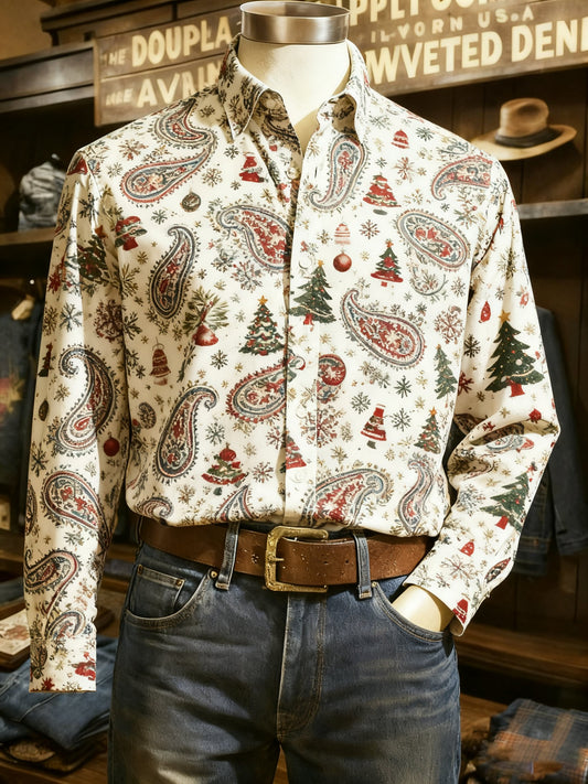 Men's Casual Christmas Long Sleeve Shirt