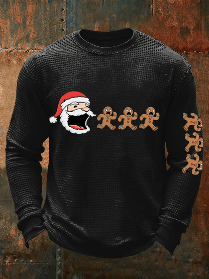 Men's Merry Christmas Santa Claus Printed Casual Long-Sleeved Top