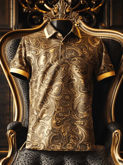 Men's Business Casual Logo Button Short Sleeve Polo Shirt