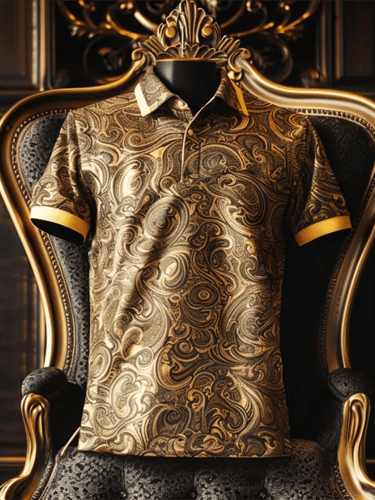 Men's Business Casual Logo Button Short Sleeve Polo Shirt