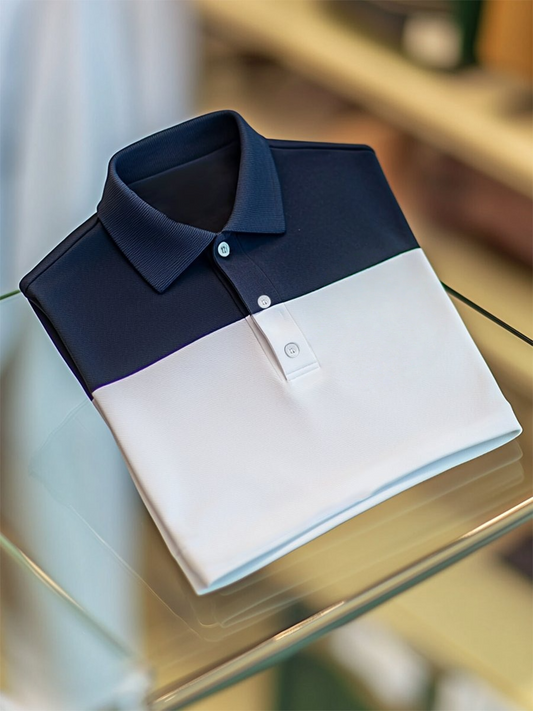 Men's Business Casual Button Short Sleeve Polo Shirt
