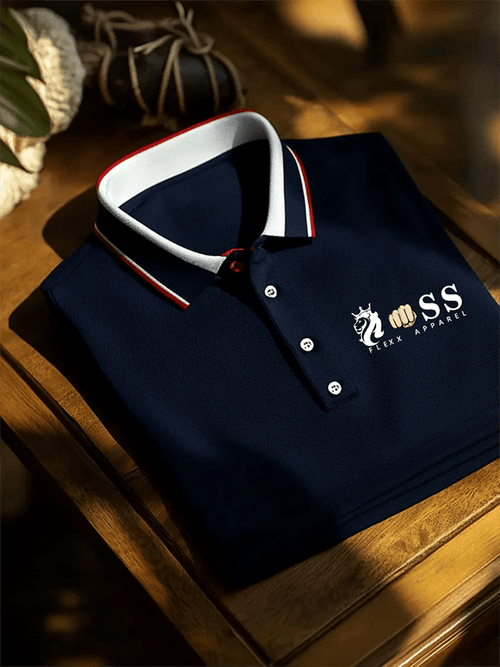 Men's Retro Letter Design Printed Casual Polo Shirt