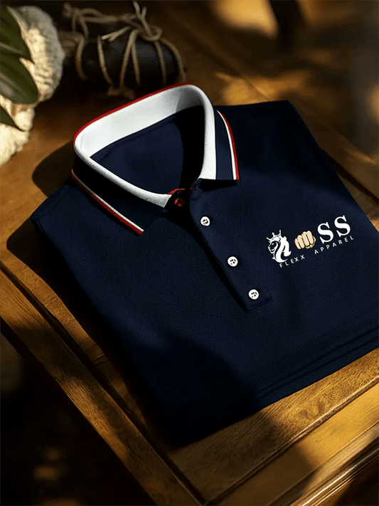 Men's Retro Letter Design Printed Casual Polo Shirt