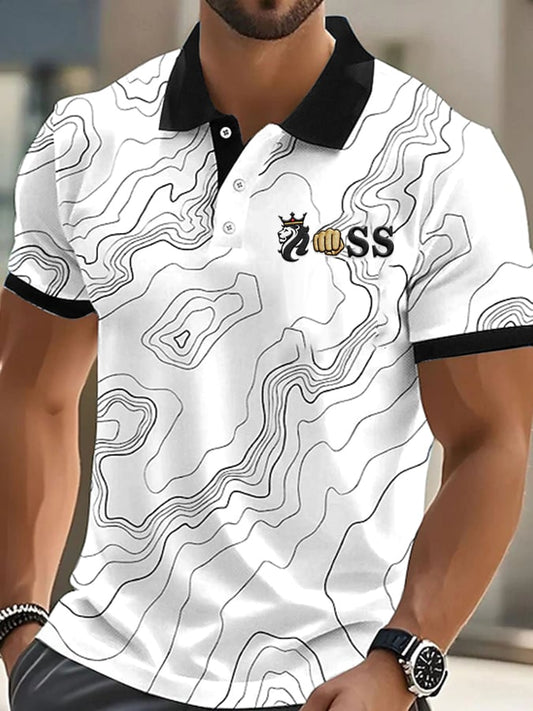 Men's Casual Business Simple Contrast Color Line Polo