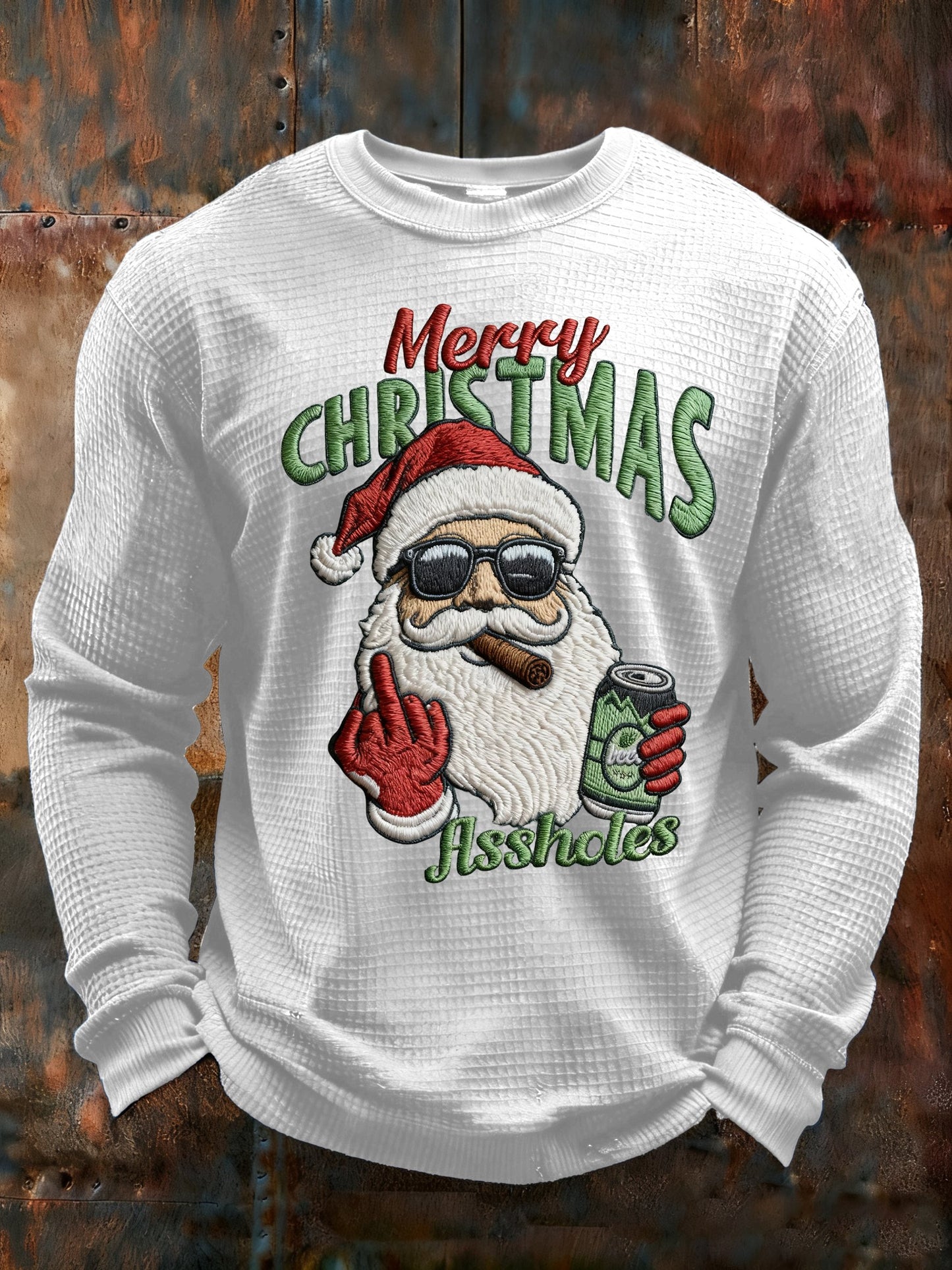 Men's Merry Christmas Assholes Printed Casual Long-Sleeved Top