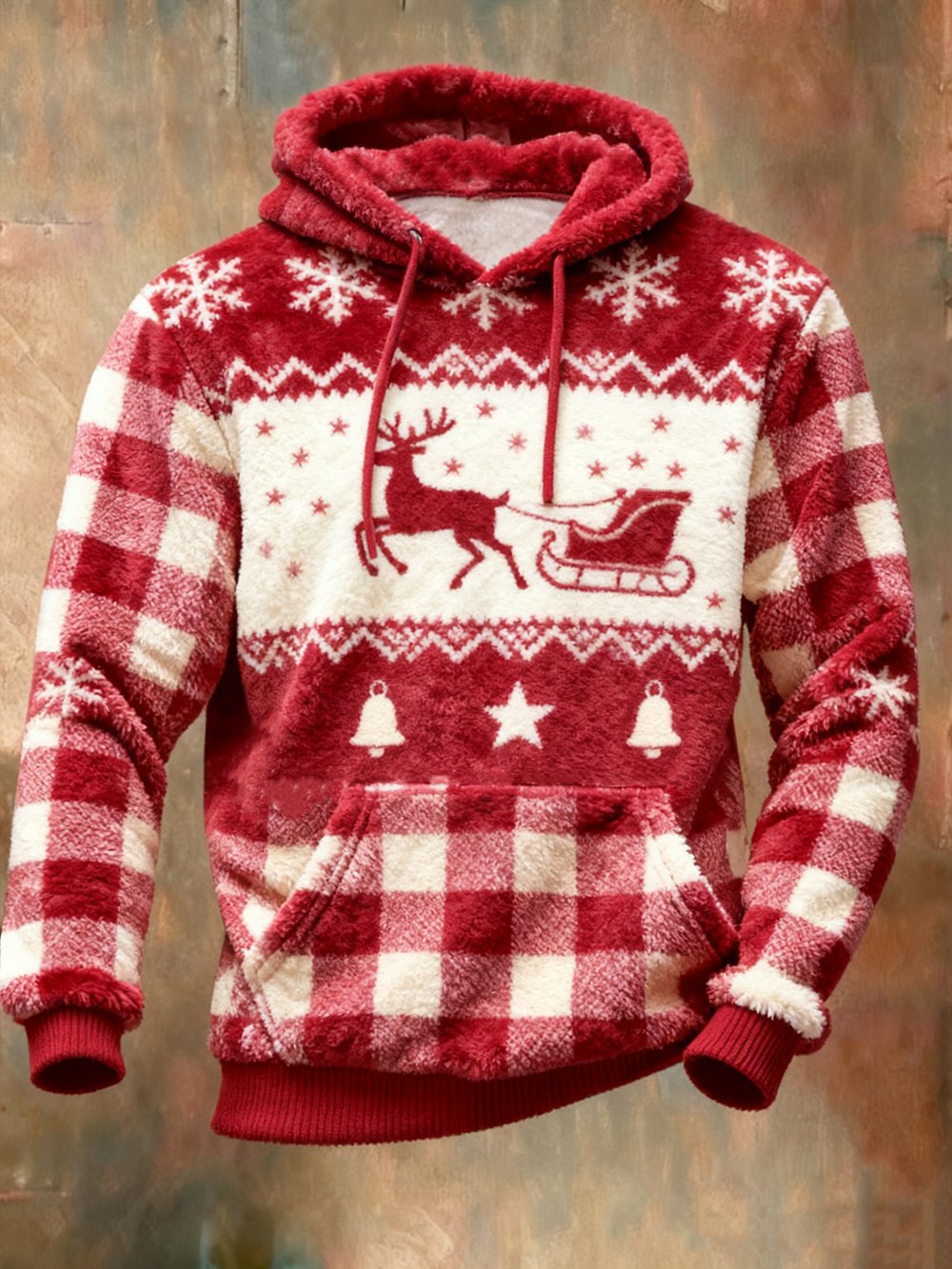 Men's Casual Christmas Comfortable Flannel Warm Hoodie
