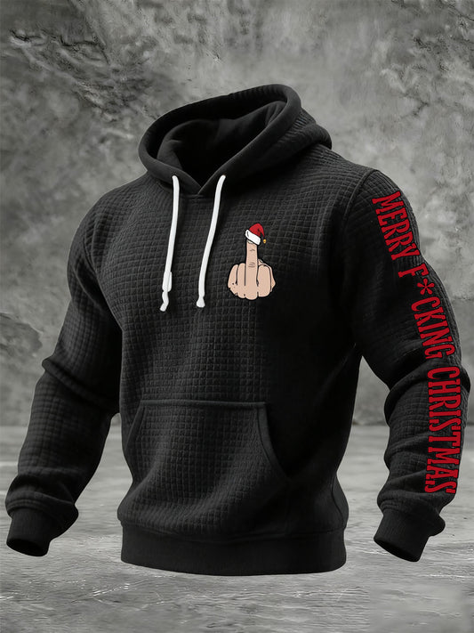 Men's Retro Merry F*cking Christmas Printed Hoodie