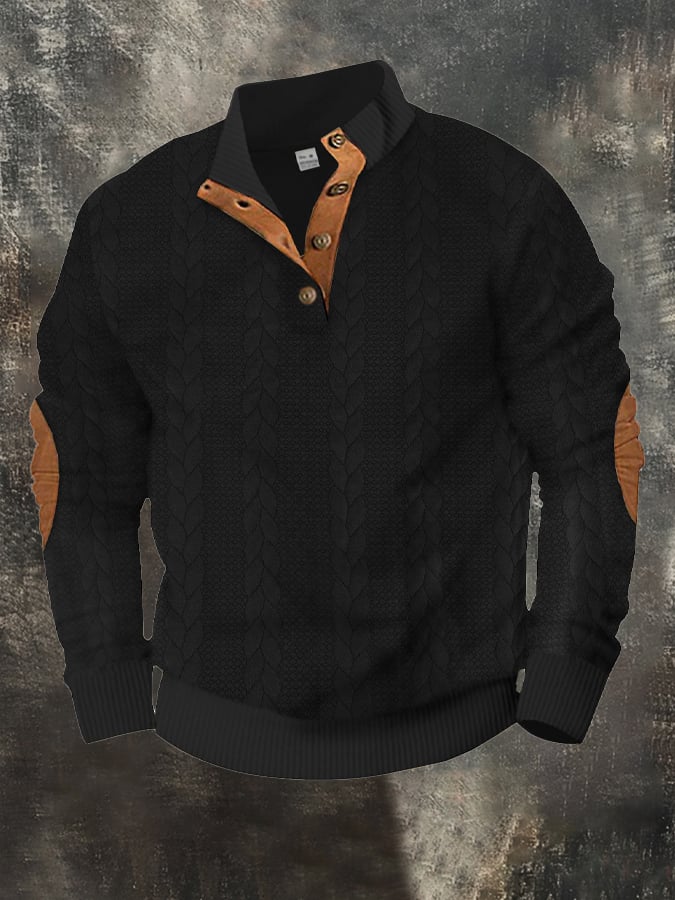 Men's Retro Comfort Warm Textured Fabric Design Sweatshirt