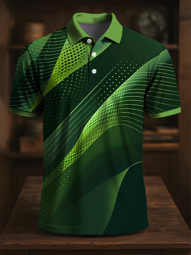 Men's Business Casual Artistic Button Short Sleeve Polo Shirt