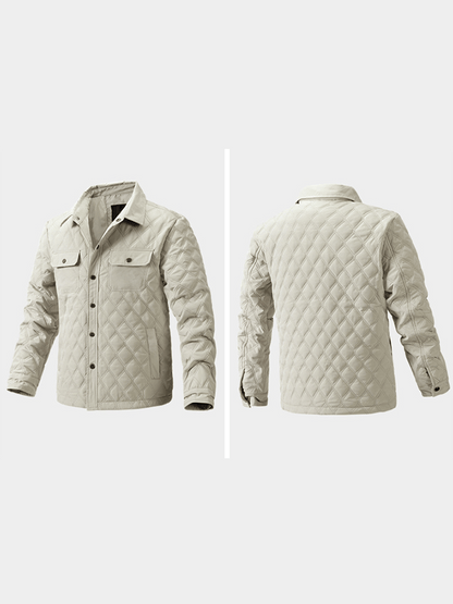 Men's Retro Diamond Pleated Cotton Multi-Pocket Casual Cotton Jacket