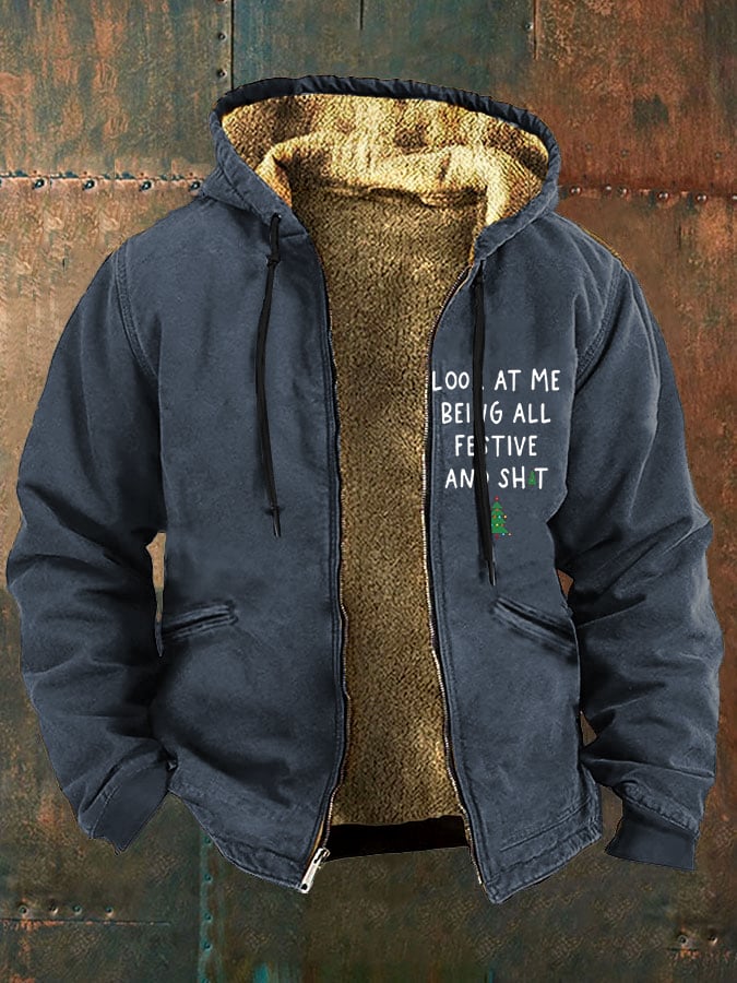 Men's Look At Me Being All Festive And ShitPrinted Fleece Jacket