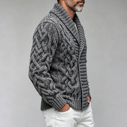 Men's V-Neck Double-Breasted Knit Cardigan