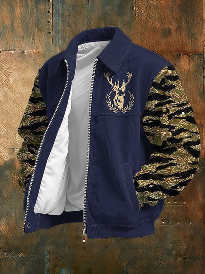 Men's Vintage Western Print Corduroy Casual Jacket