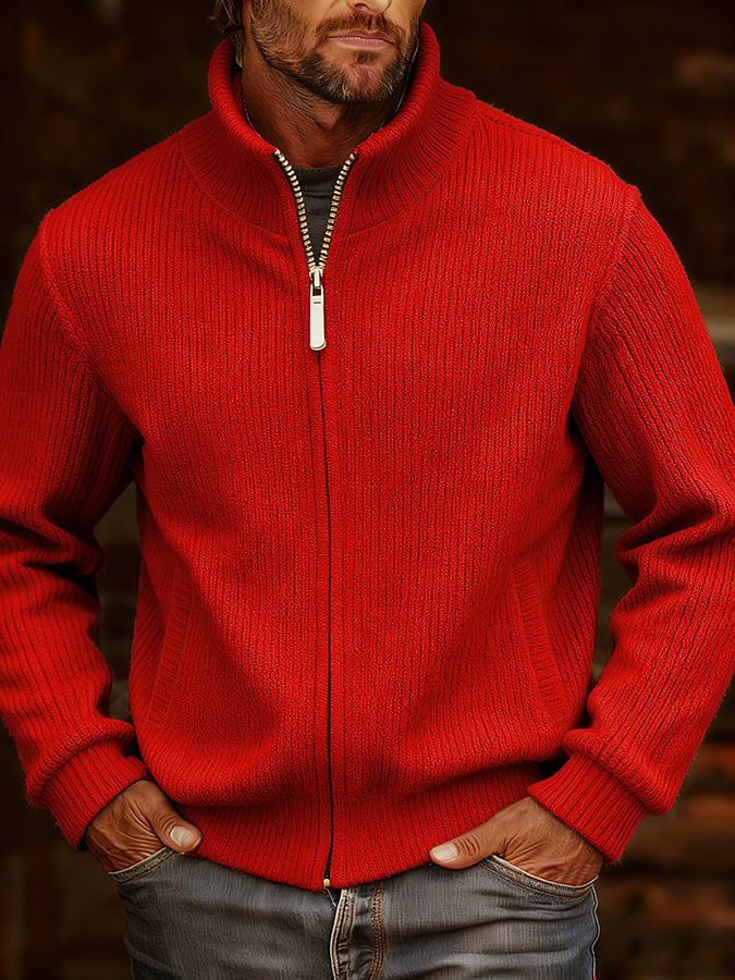 Men's Vintage Knitted Jacquard Zip Cozy Jacket