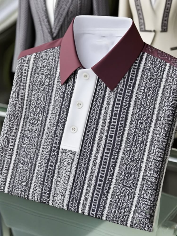Men's Business Casual Button Short Sleeve Polo Shirt