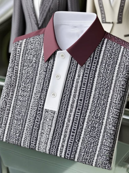 Men's Business Casual Button Short Sleeve Polo Shirt