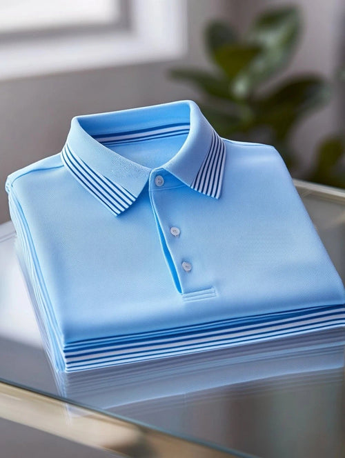 Men's Business Casual Fish Embroidered Button Short Sleeve Polo Shirt