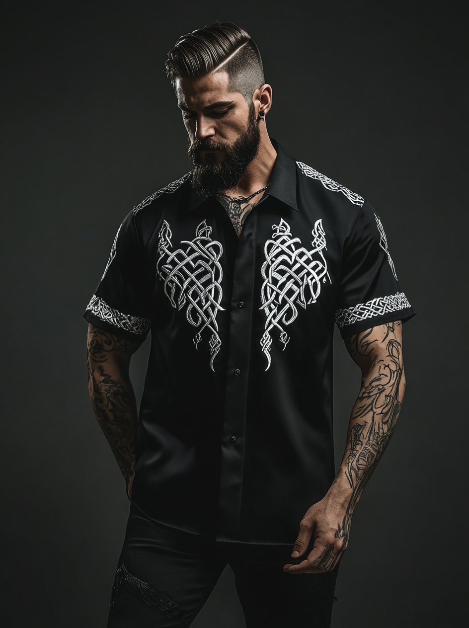 Men's Satin Viking Short Sleeve Shirt
