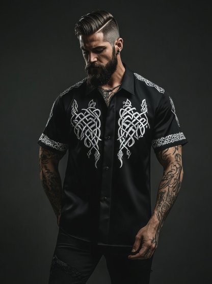 Men's Satin Viking Short Sleeve Shirt