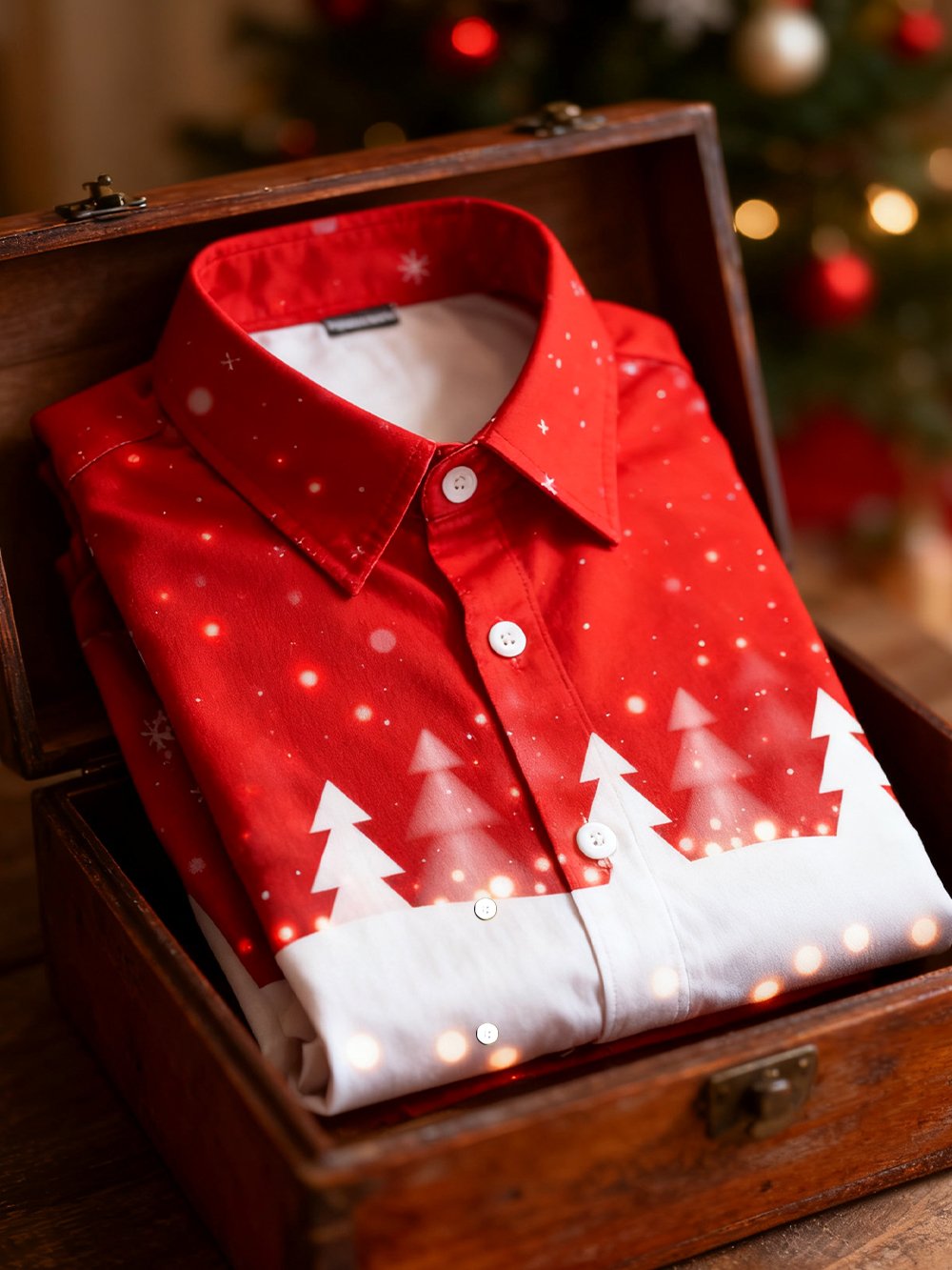 Men's Retro Christmas Pattern Long-Sleeved Shirt