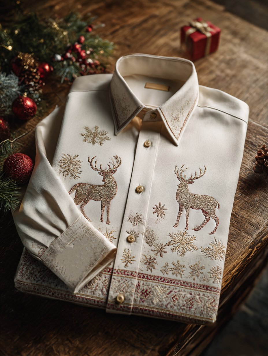 Men's Luxury Christmas Party Long Sleeve Button-Down Shirt