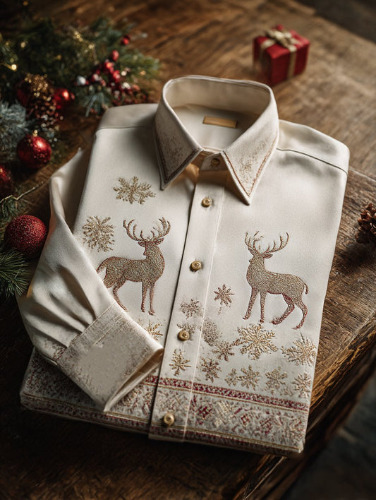 Men's Luxury Christmas Party Long Sleeve Button-Down Shirt