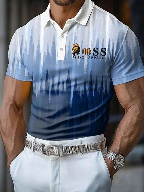 Men's Retro Letter Design Printed Casual Polo Shirt