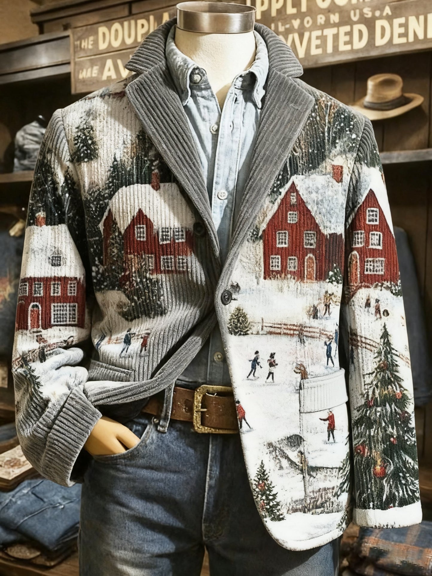 Men's Vintage Christmas Patchwork Casual Jacket