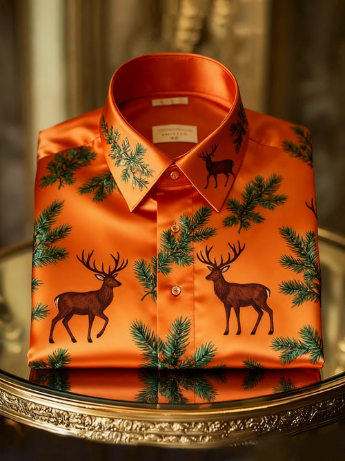 Men's Luxury Christmas Party Long Sleeve Button-Down Shirt