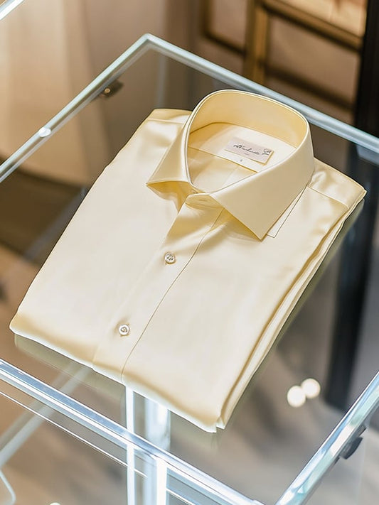 Men's Business Casual Solid Color Lapel Short Sleeve Shirt