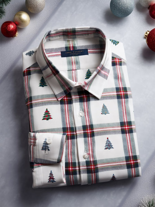 Men's Christmas Plaid Art Long Sleeve Shirt