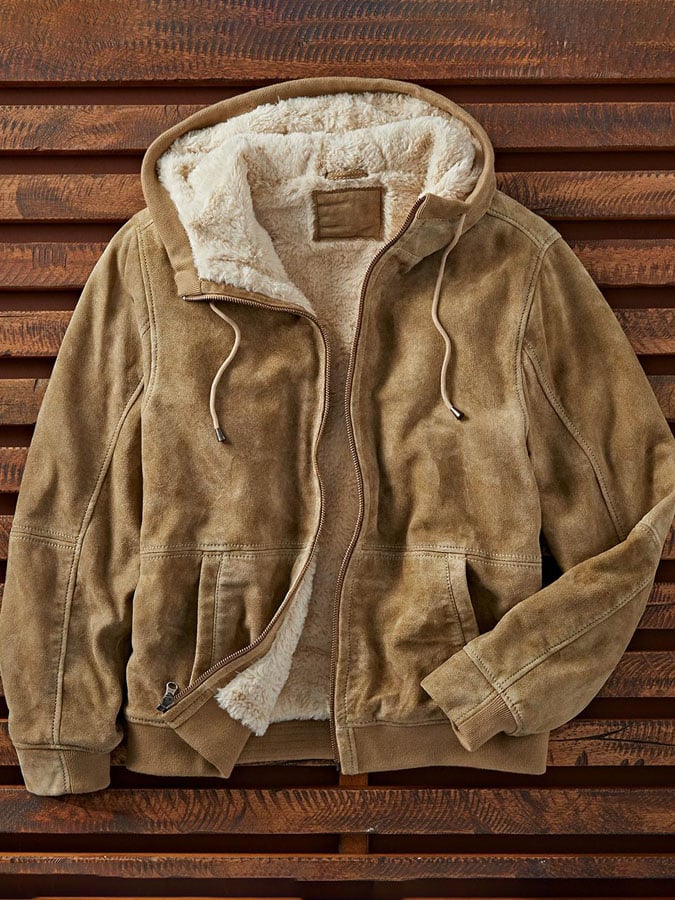 Men's Retro Casual Zip Pocket Hooded Jacket