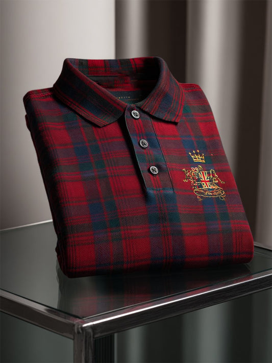Men's Business Casual Union Jack Button Short Sleeve Polo Shirt