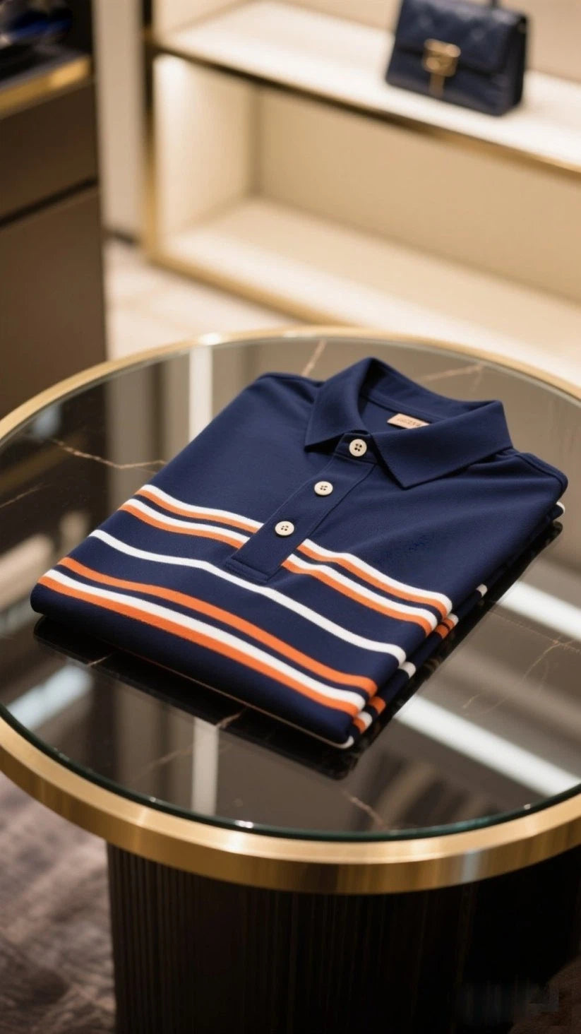 Men's Business Casual Fish Embroidered Button Short Sleeve Polo Shirt