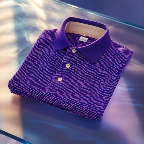 Men's Business Casual Embroidered    Button Short Sleeve Polo Shirt
