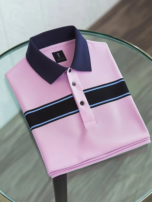 Men's Business Casual Embroidered    Button Short Sleeve Polo Shirt