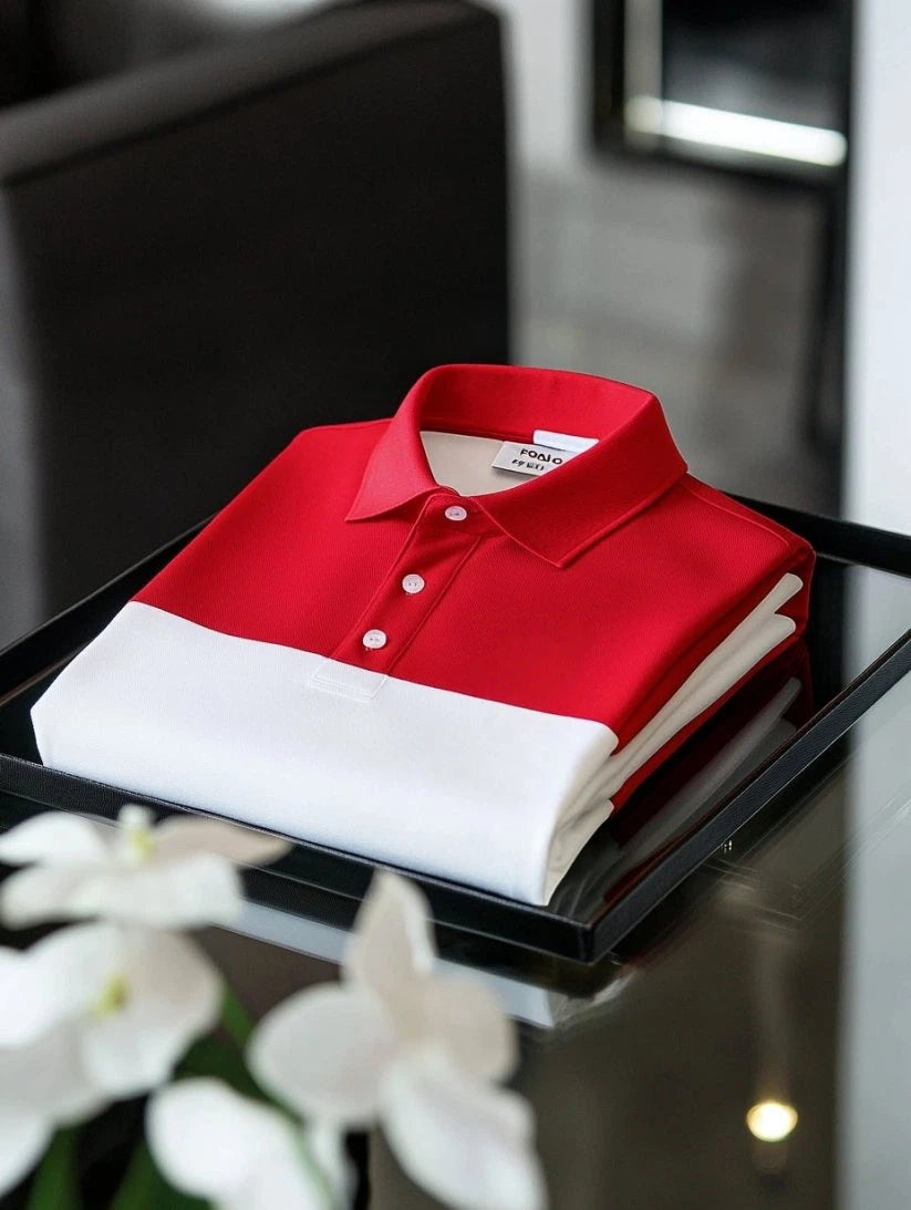 Men's Business Casual Embroidered    Button Short Sleeve Polo Shirt