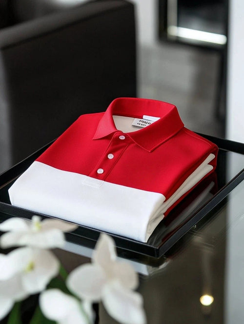 Men's Business Casual Embroidered    Button Short Sleeve Polo Shirt
