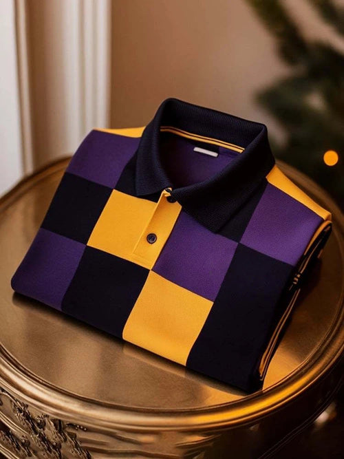 Men's Classic Business Logo Button Short Sleeve Polo Shirt