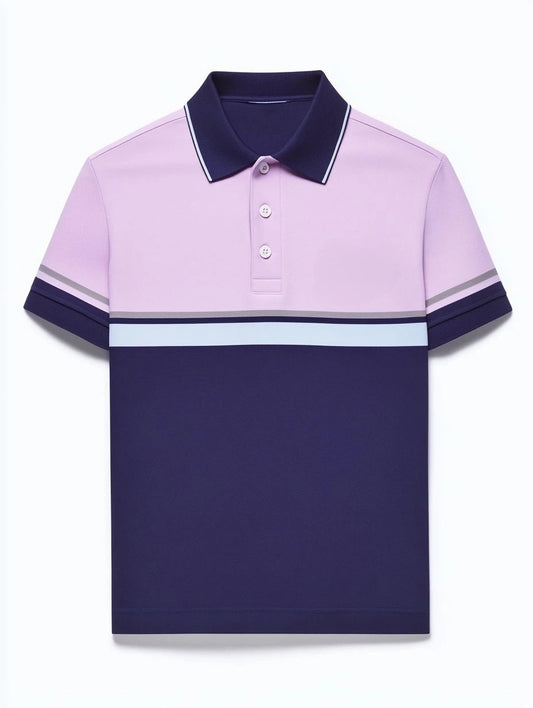Men's Business Casual Fish Embroidered Button Short Sleeve Polo Shirt